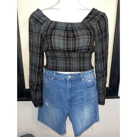 Self Esteem Green Plaid Top - Picture 1 of 4